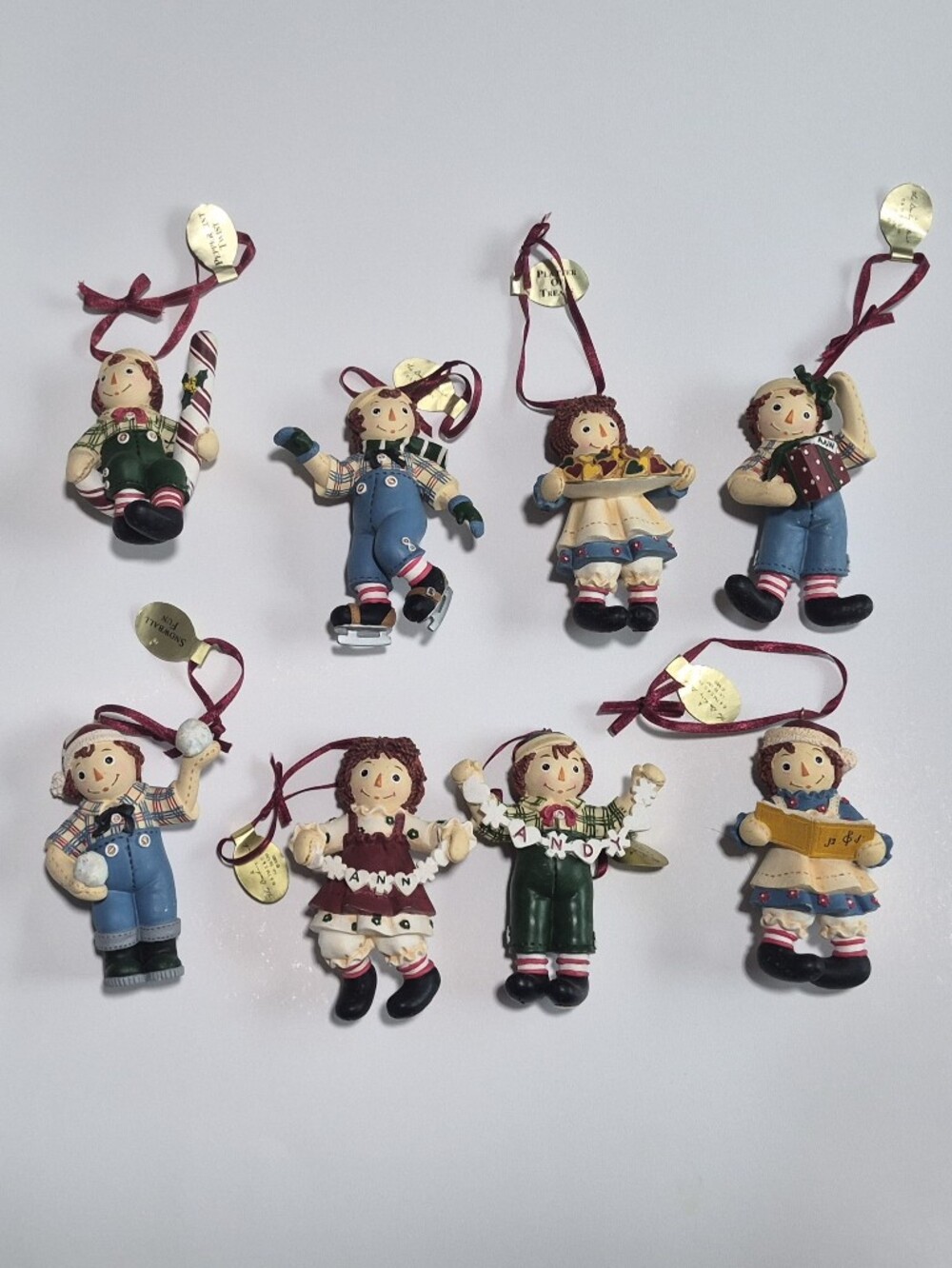 DANBURY MI T - Raggedy Doll Hanging Ornament Set Vintage Rare (Some Damaged)